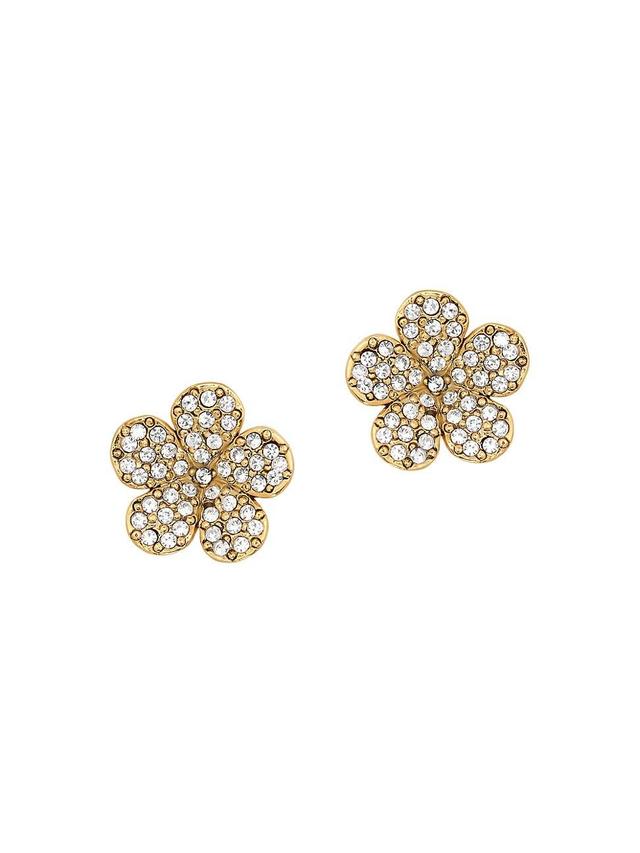 Womens Goldtone & Glass Crystal Flower Stud Earrings Product Image