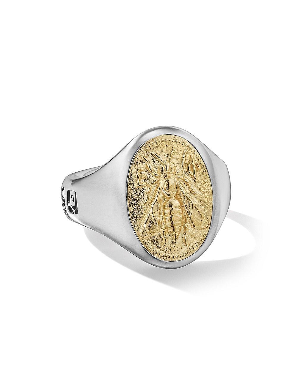 Mens Petrvs Bee Signet Ring in Sterling Silver Product Image