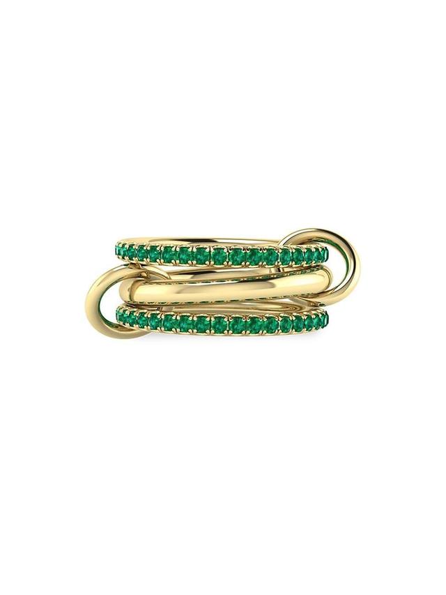 Womens 18K Yellow Gold & Emerald Triple-Band Ring Product Image