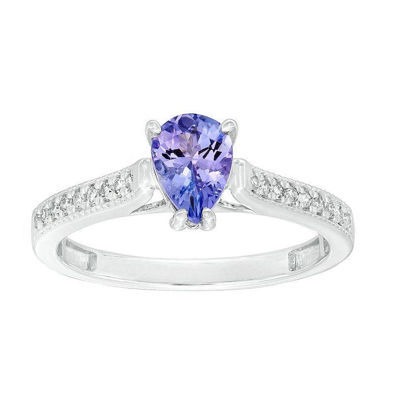 Gemminded 10k White Gold 1/10 Carat T.W. Diamond & Tanzanite Ring, Womens 10k Whgold Product Image