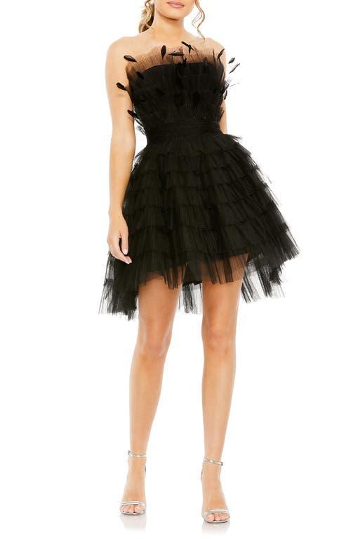 Mac Duggal Feather Tulle Strapless Minidress Product Image