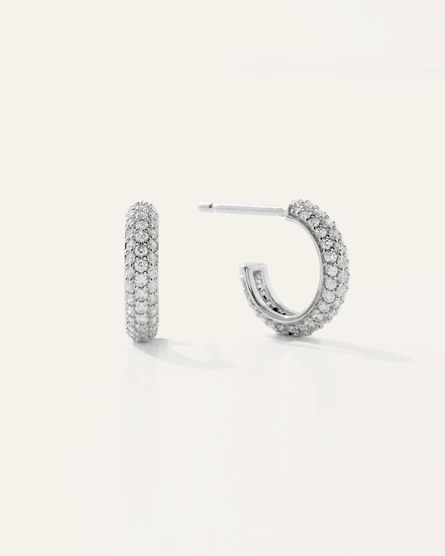 14K Gold Diamond Pave Half Hoops Product Image