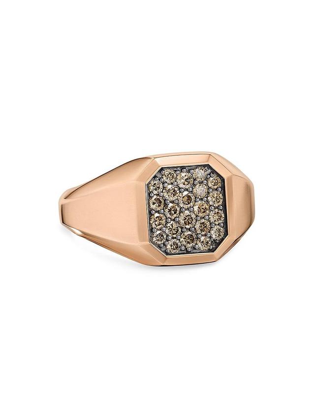 Mens Streamline Signet Ring in 18K Rose Gold Product Image