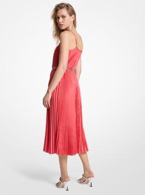 Womens Pleated Slip Midi-Dress Product Image