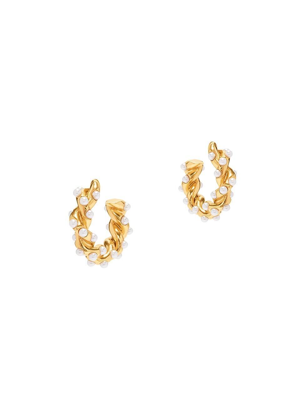 Womens Goldtone & Imitation Pearl Rope Hoop Earrings Product Image