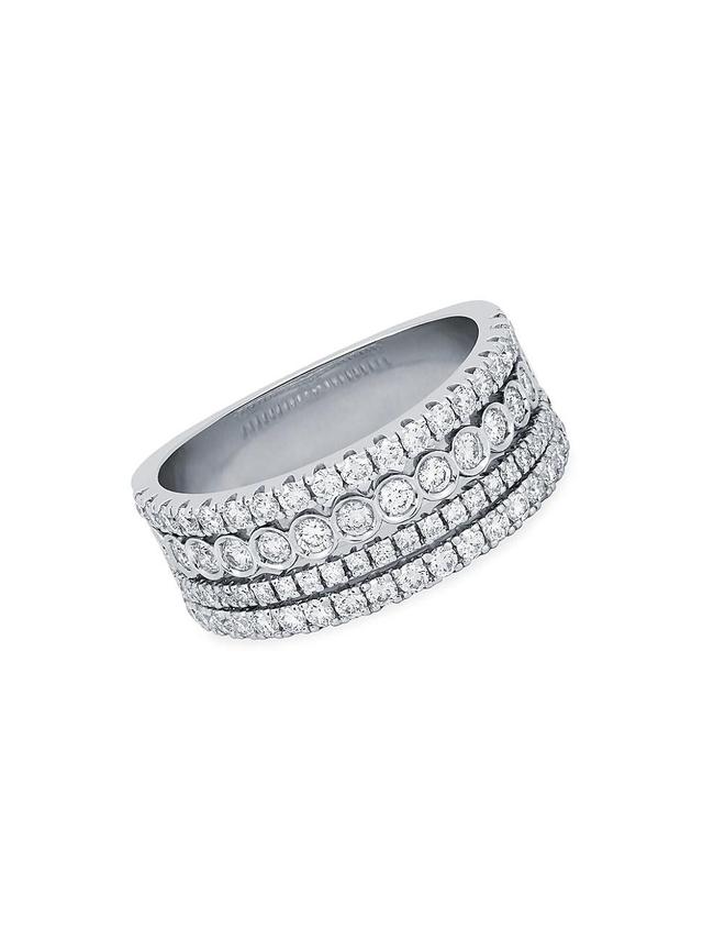 Womens Splash 18K White Gold & Diamond 4-Row Ring Product Image