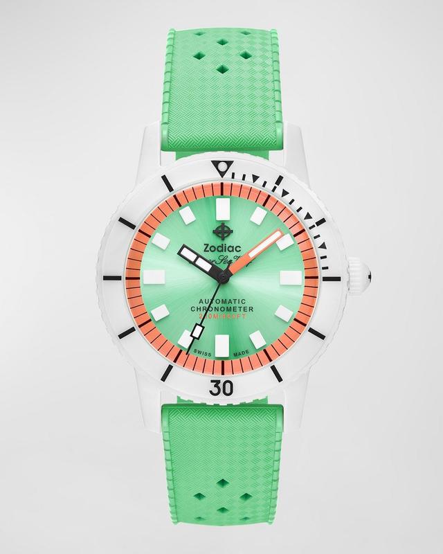 Mens Super Sea Wolf Ceramic Compression Automatic Green Rubber Strap Watch, 41mm Product Image