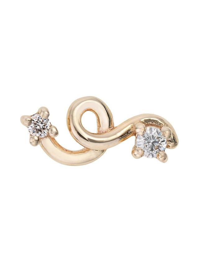 Womens Loop Goldtone & 0.05 TCW Diamond Single Mini Stud Earring Product Image