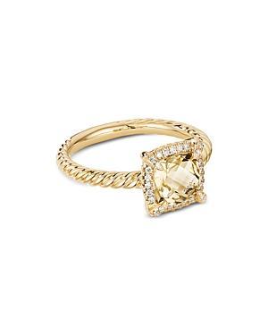 Womens Petite Chatelaine Pav Bezel Ring in 18K Yellow Gold with Champagne Citrine and Diamonds Product Image