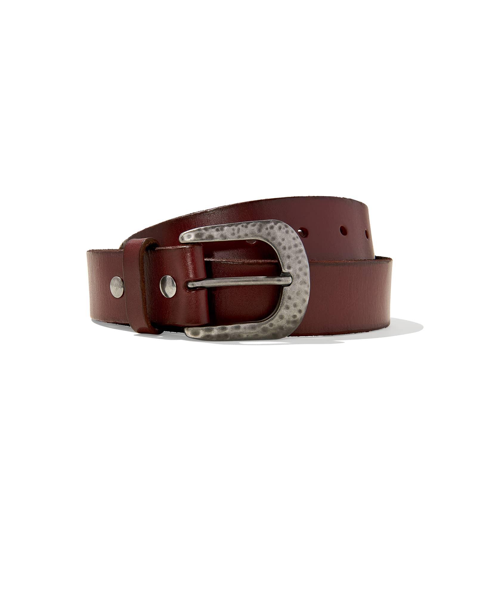 Hammered Buckle Belt in Cognac Leather Product Image