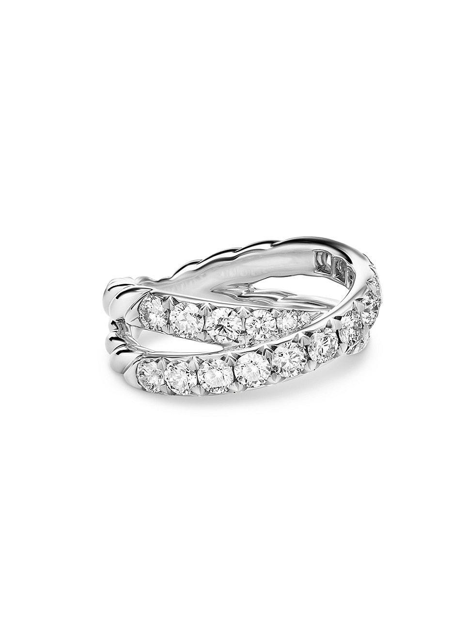 Womens DY Crossover Band Ring in Platinum Product Image