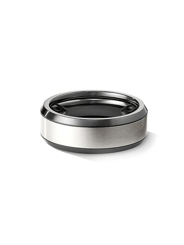 Mens Beveled Band Ring In Black Titanium Product Image