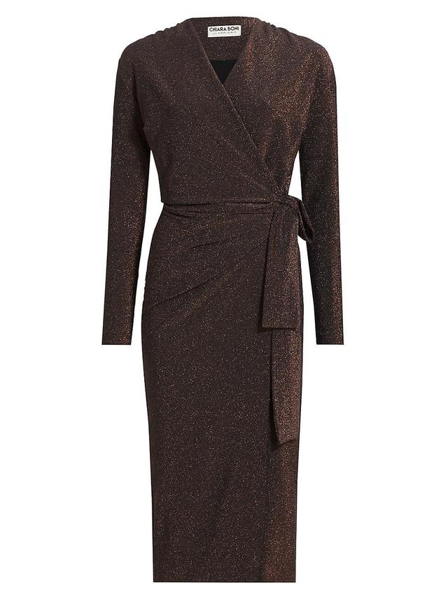 Womens Antan Starry Metallic Jersey Faux-Wrap Midi-Dress Product Image