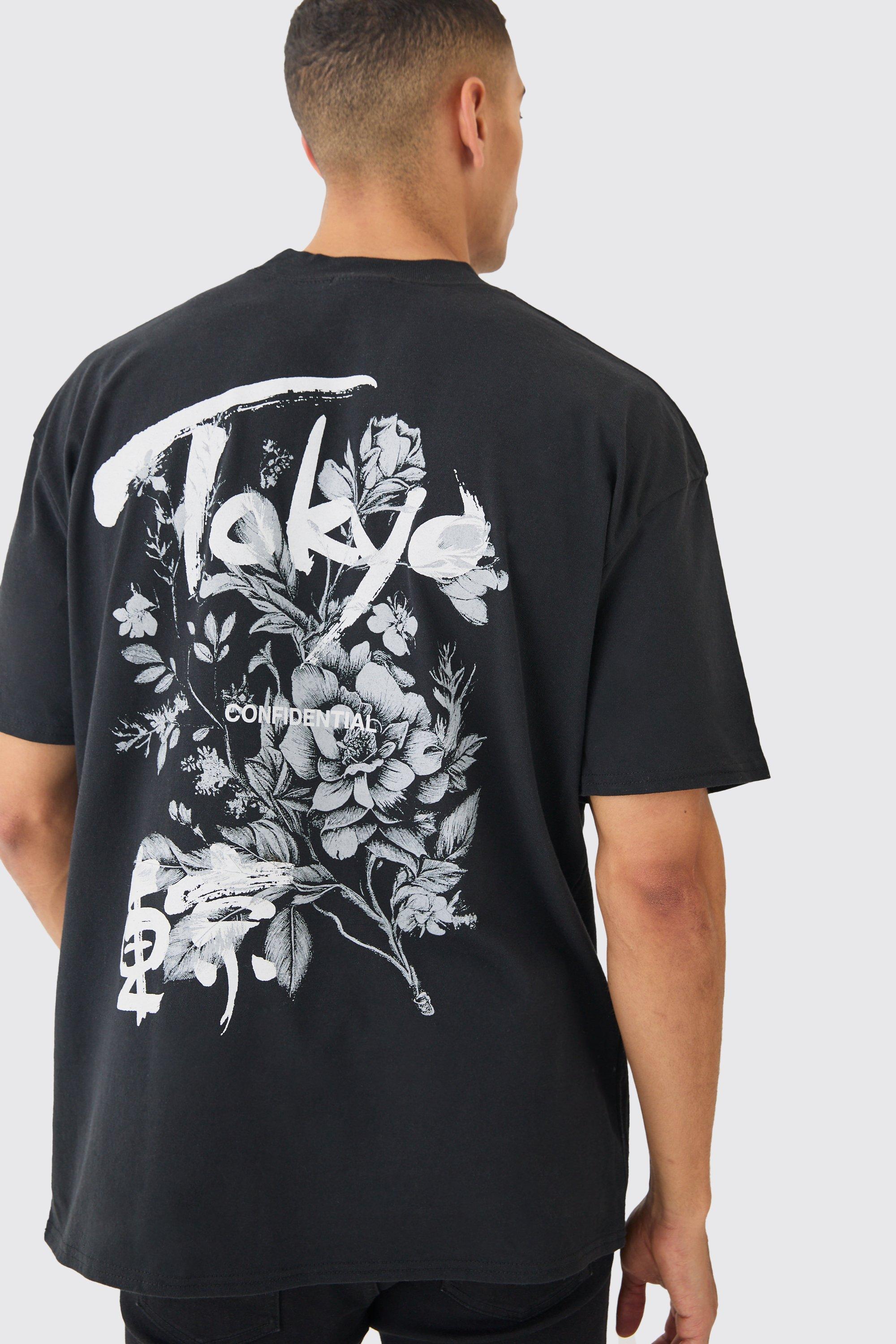 Oversized Tokyo Floral Print T-shirt | boohooMAN USA Product Image