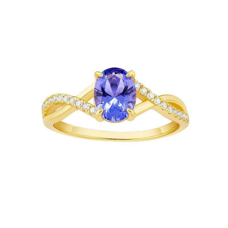 PRIMROSE 18k Gold Over Silver Purple Cubic Zirconia Twist Ring, Womens Gold Tone Purple Product Image