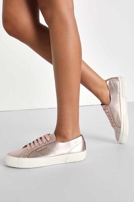 2750 Metallic Nappa Rose Pink Leather Lace-Up Sneakers Product Image