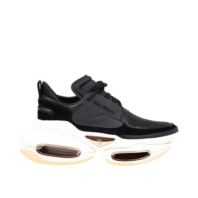 Leather And Fabric Sneakers In Black Product Image