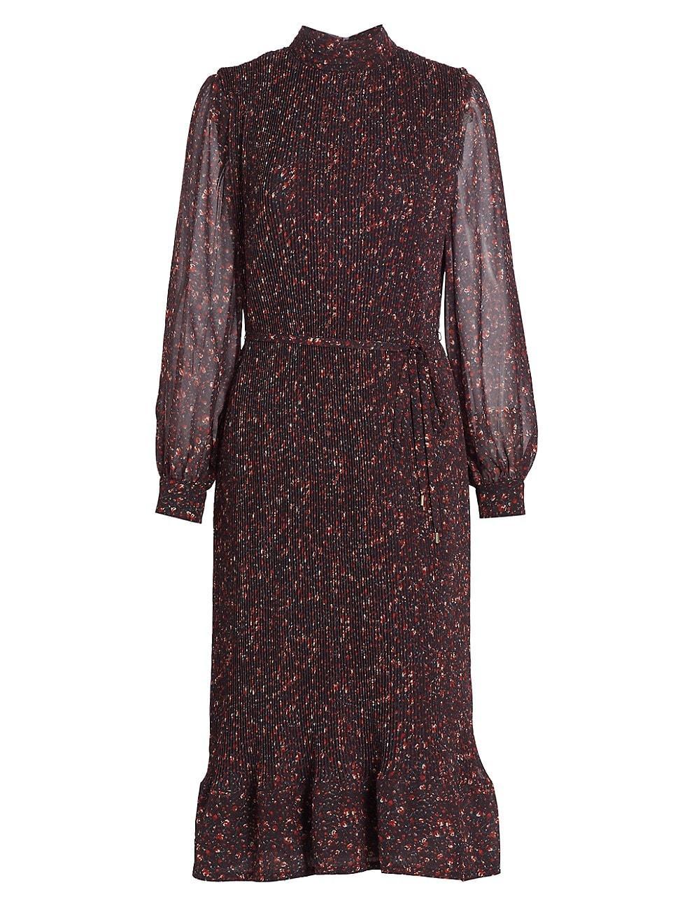 Womens Garnet Vines Pleated Midi-Dress Product Image