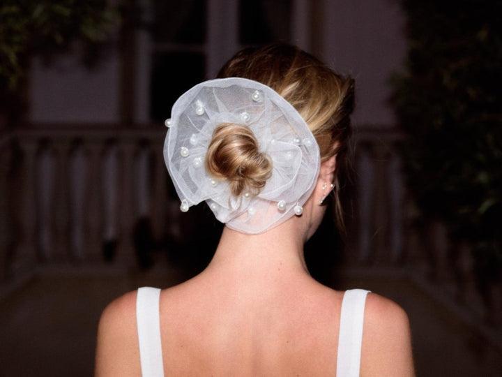 Rosemary Oversized Scrunchie — White Product Image