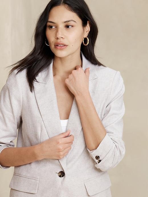 Linen-Blend Long and Lean Blazer Product Image