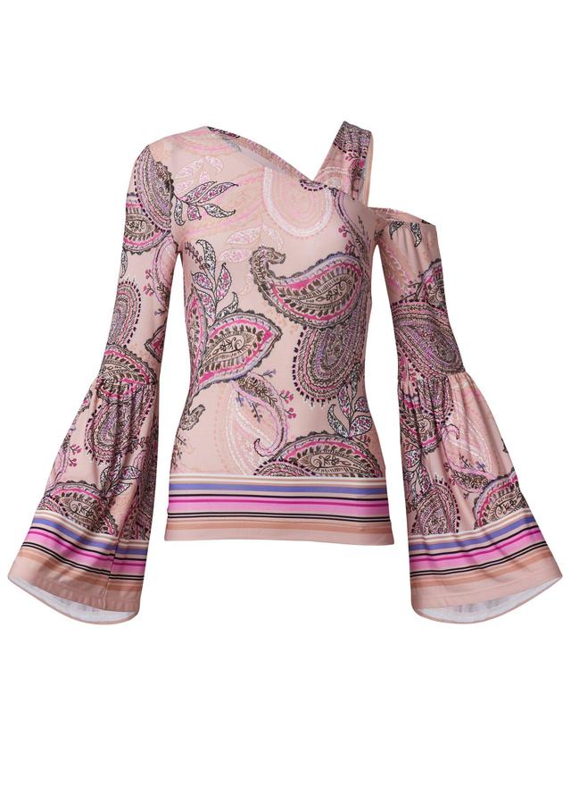 Cold-Shoulder Paisley Top - Pink Multi Product Image