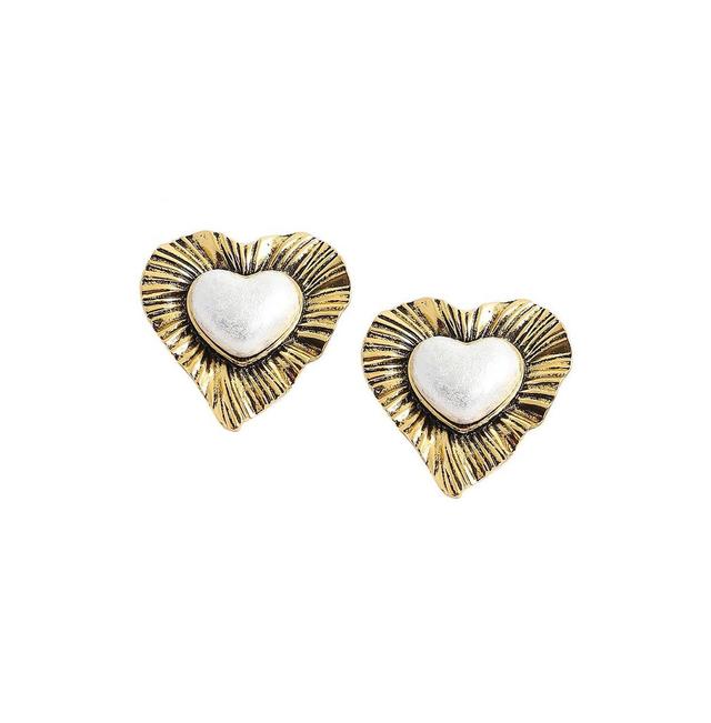 Sohi Womens Pink Royal Heart Stud Earrings Product Image