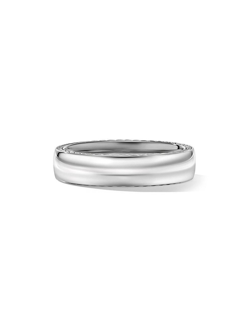 Mens Streamline Band Ring In 18K White Gold, 6mm Product Image