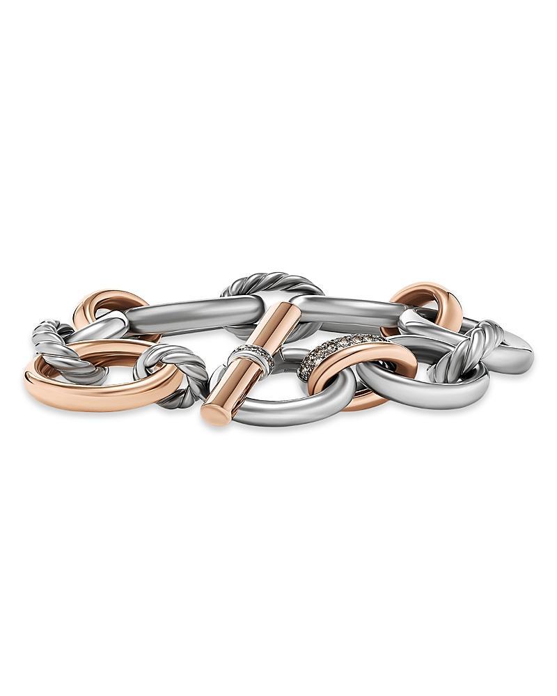 DY Mercer Bracelet with Diamonds and 18K Rose Gold in Silver, 25mm Product Image