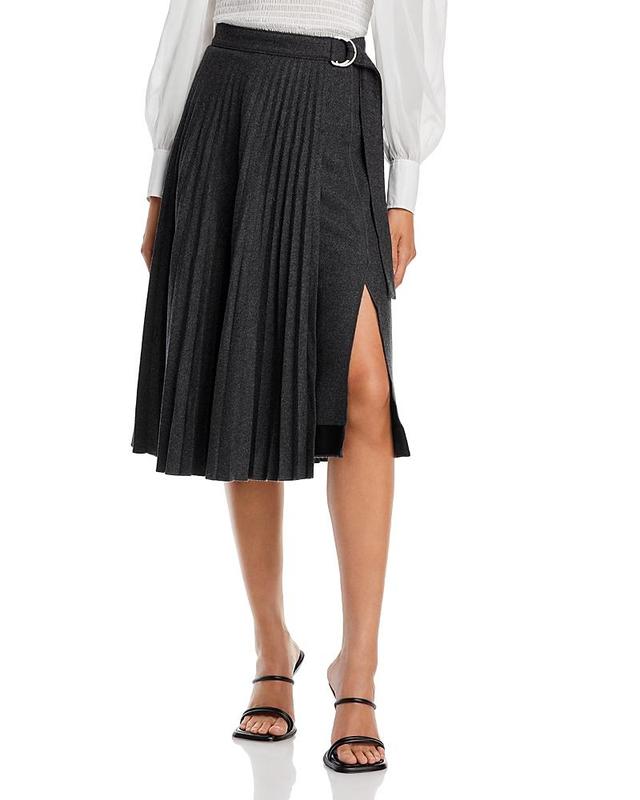 Womens Wool-Blend Pleated Wrap Skirt Product Image