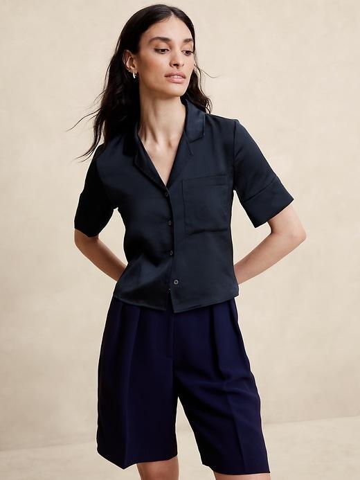 Silky Cropped Shirt Product Image