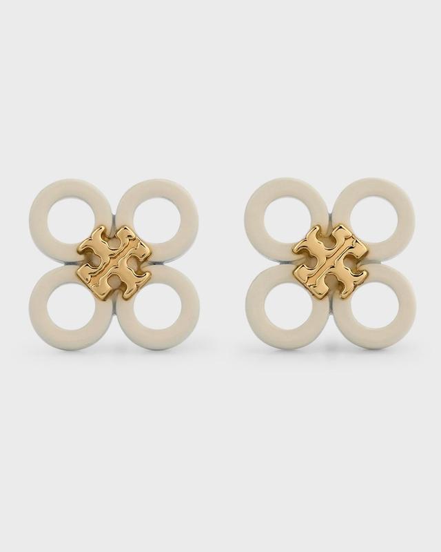 Womens Kira 18K-Gold-Plated & Enamel Small Clover Stud Earrings Product Image