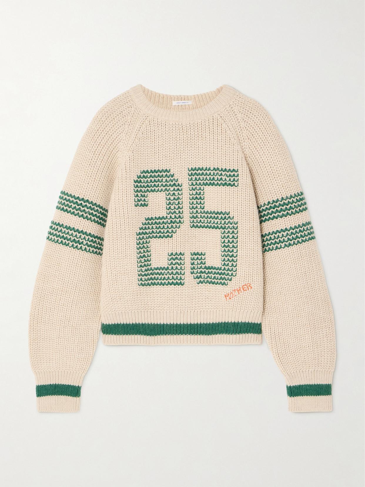 MOTHER The Fisherman Concert Birds Eye View Sweater In Green Product Image