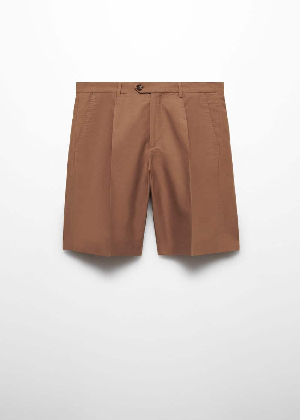 MANGO MAN - Bermuda cotton linen suit bermuda shorts burnt orangeMen Product Image