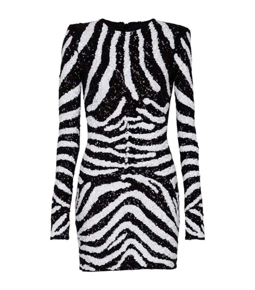 Short two-tone zebra sequin dress Product Image