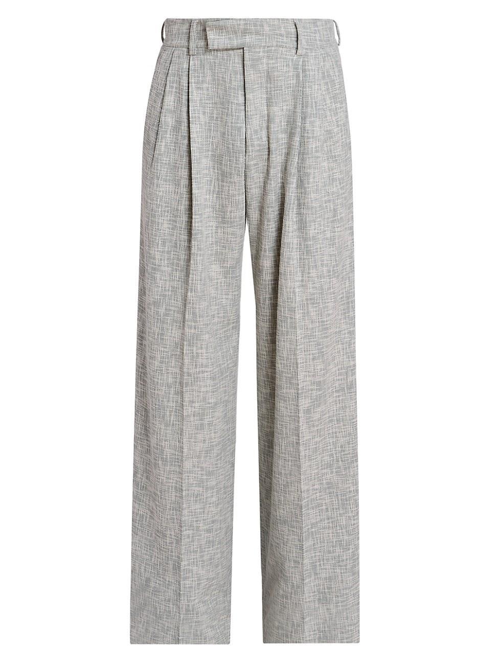 Mens Cross-Hatch Wool-Blend Pleated Pants Product Image