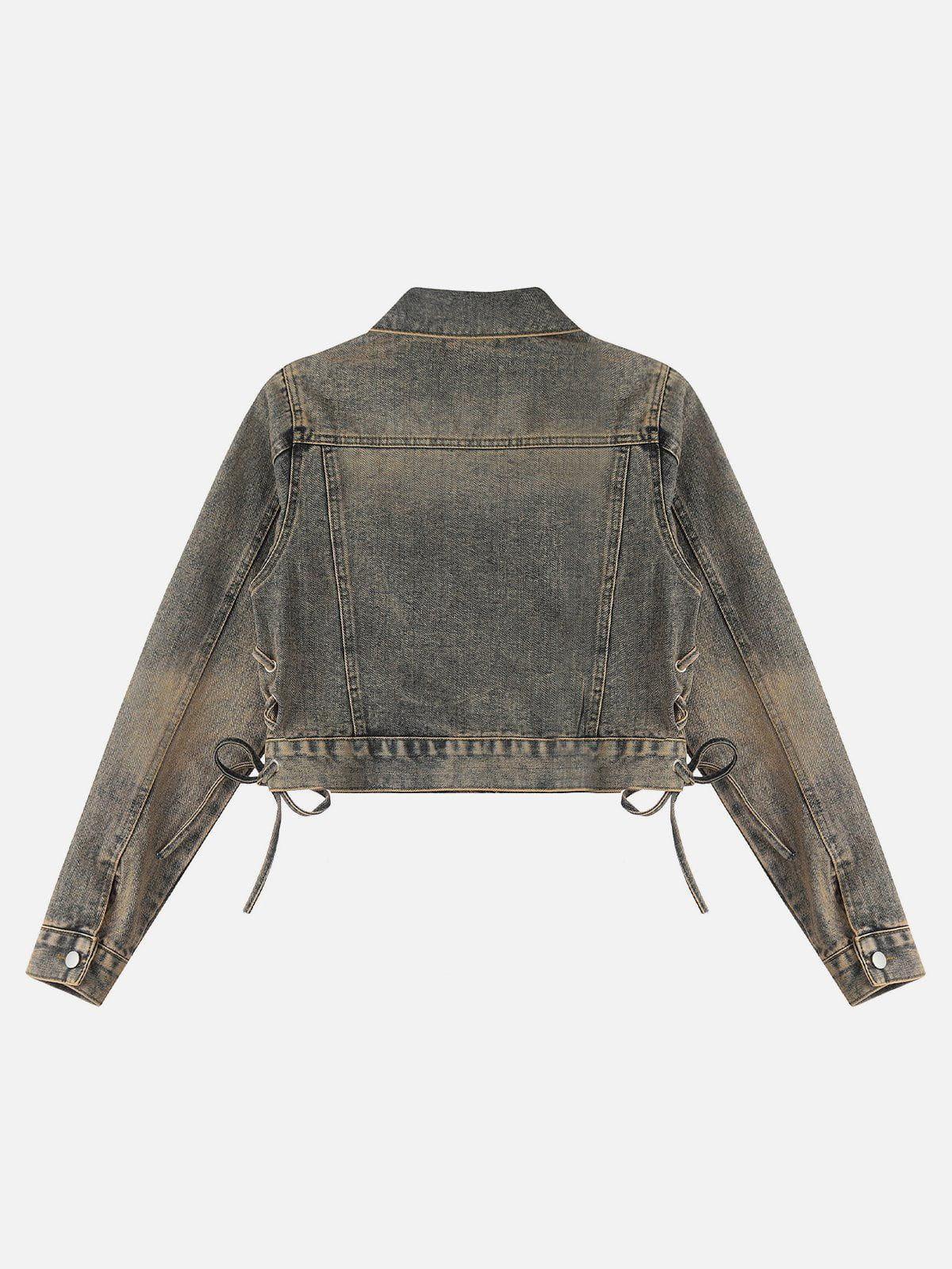 Aelfric Eden Bow Washed Cropped Denim Jacket Female Product Image