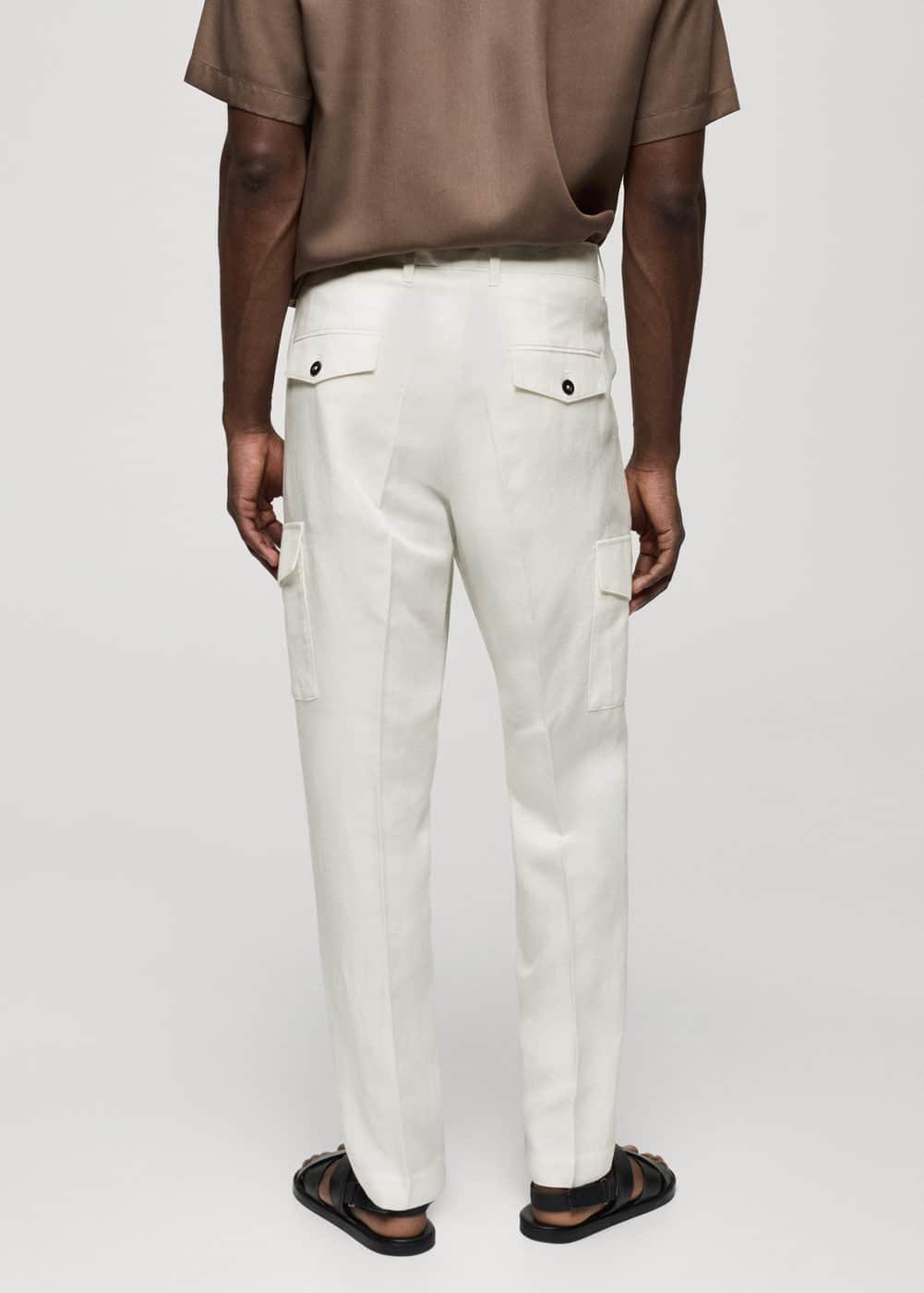 MANGO MAN - Linen-blend pants with pockets off whiteMen Product Image