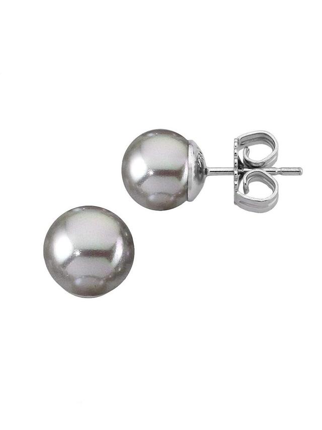 Womens Lyra Rhodium-Plate & Faux Pearl Large Stud Earrings Product Image