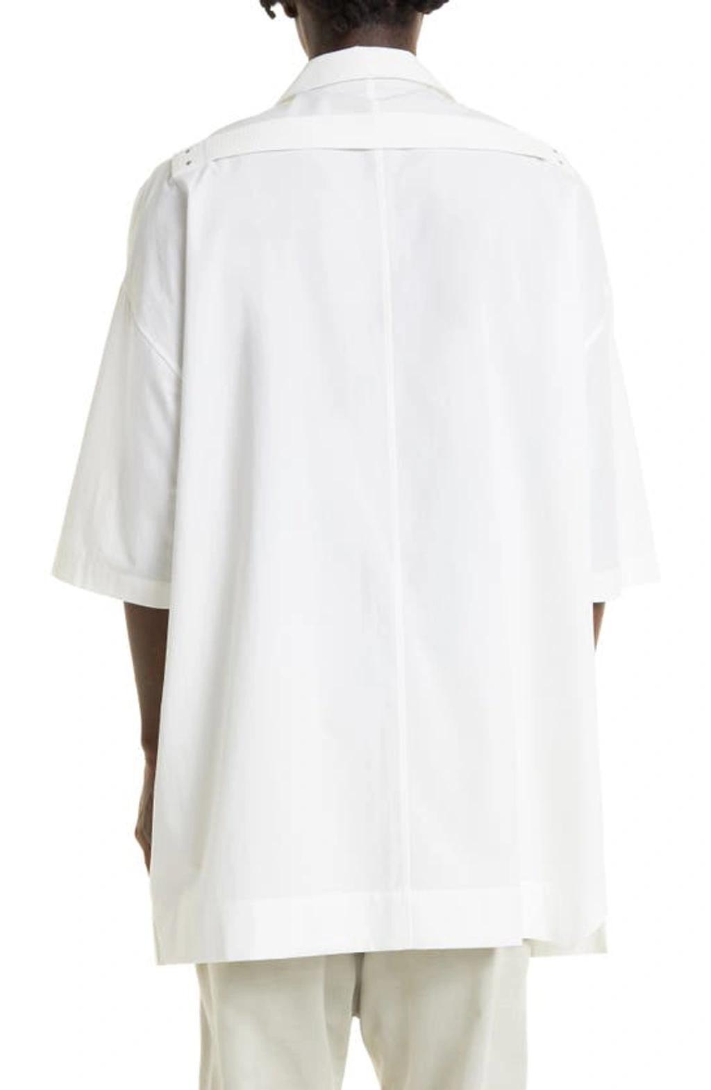 RICK OWENS Magnum Tommy Oversize Cotton Shirt In White Product Image