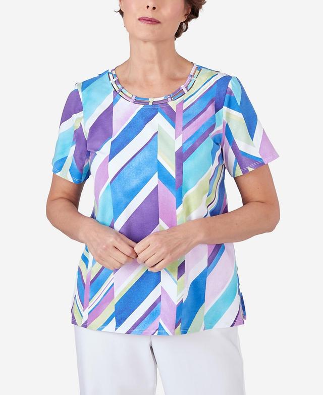 Womens Alfred Dunner Double Strap Broken Chevron Tee Product Image