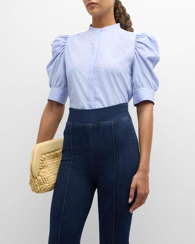 Womens Ruched Puff-Sleeve Shirt Product Image