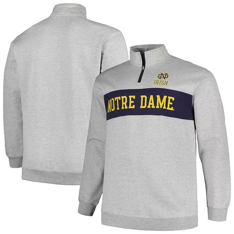 Mens Profile Heather Gray Notre Dame Fighting Irish Big & Tall Fleece Quarter-Zip Jacket Product Image