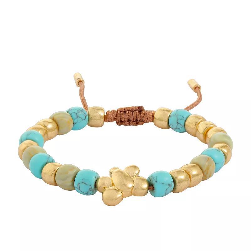 Bella Uno Worn Gold Reconstituted Turquoise & Metal Bead Adjustable Bracelet, Womens Gold Tone Product Image