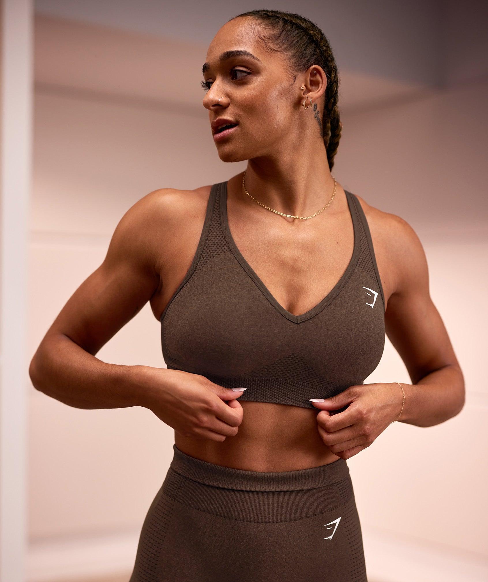 Gymshark Vital Seamless 2.0 V Neck  Sports Bra - Espresso Marl Female Product Image