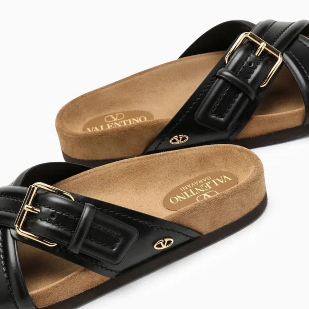 VALENTINO GARAVANI Fussfriend Buckled Leather Slides In Black Product Image