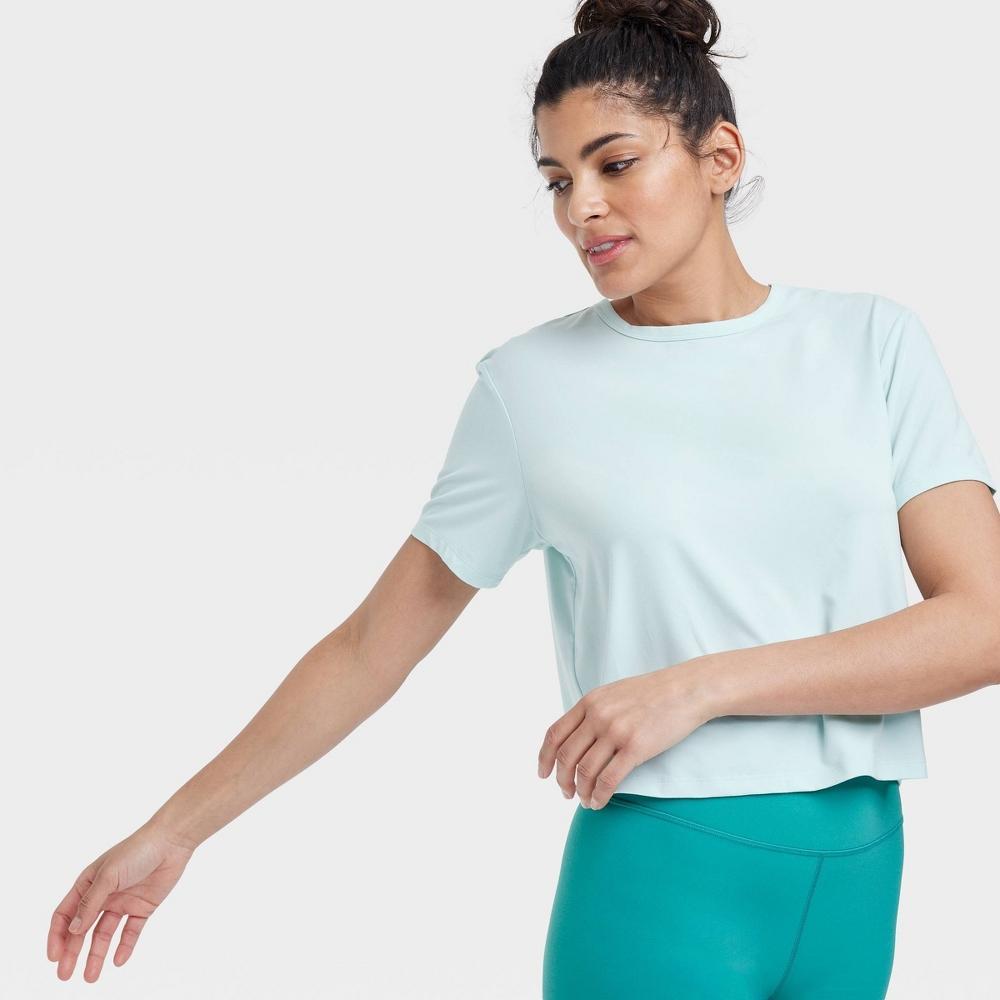 Womens Essential Crewneck Short Sleeve Top - All In Motion Mint M Product Image