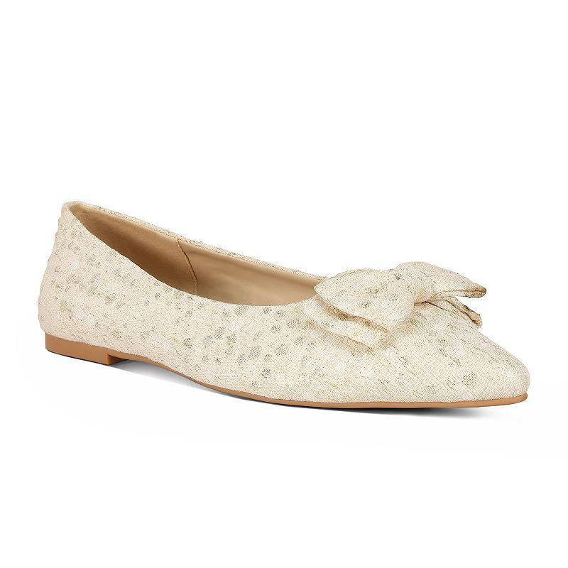 London Rag Cicely Womens Jacquard Bow Ballet Flats Product Image