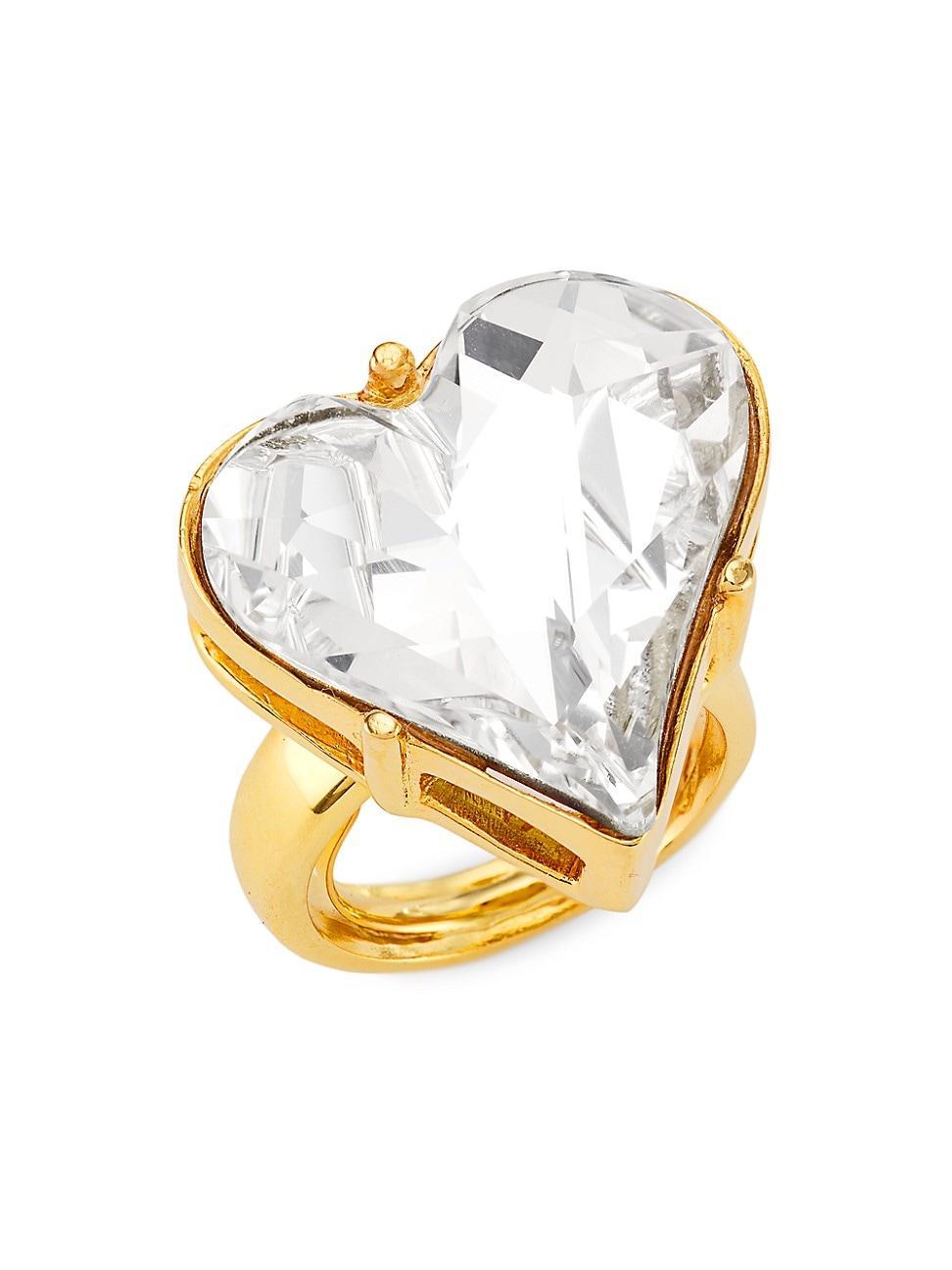 Womens Gold-Plated Crystal Heart Ring Product Image