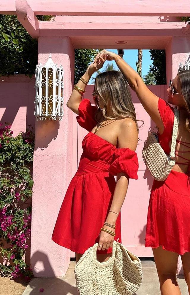 Love Lost Off The Shoulder Red Mini Dress Product Image