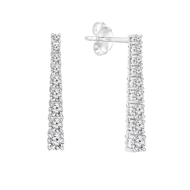 14k White Gold 1-5/8 Carat T.W. Diamond Journey Earrings, Womens Product Image